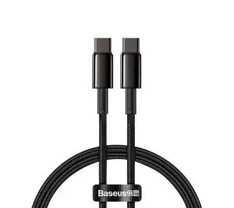 Kabel Baseus USB-C do USB-C Tungsten Gold 100W 1m Czarny