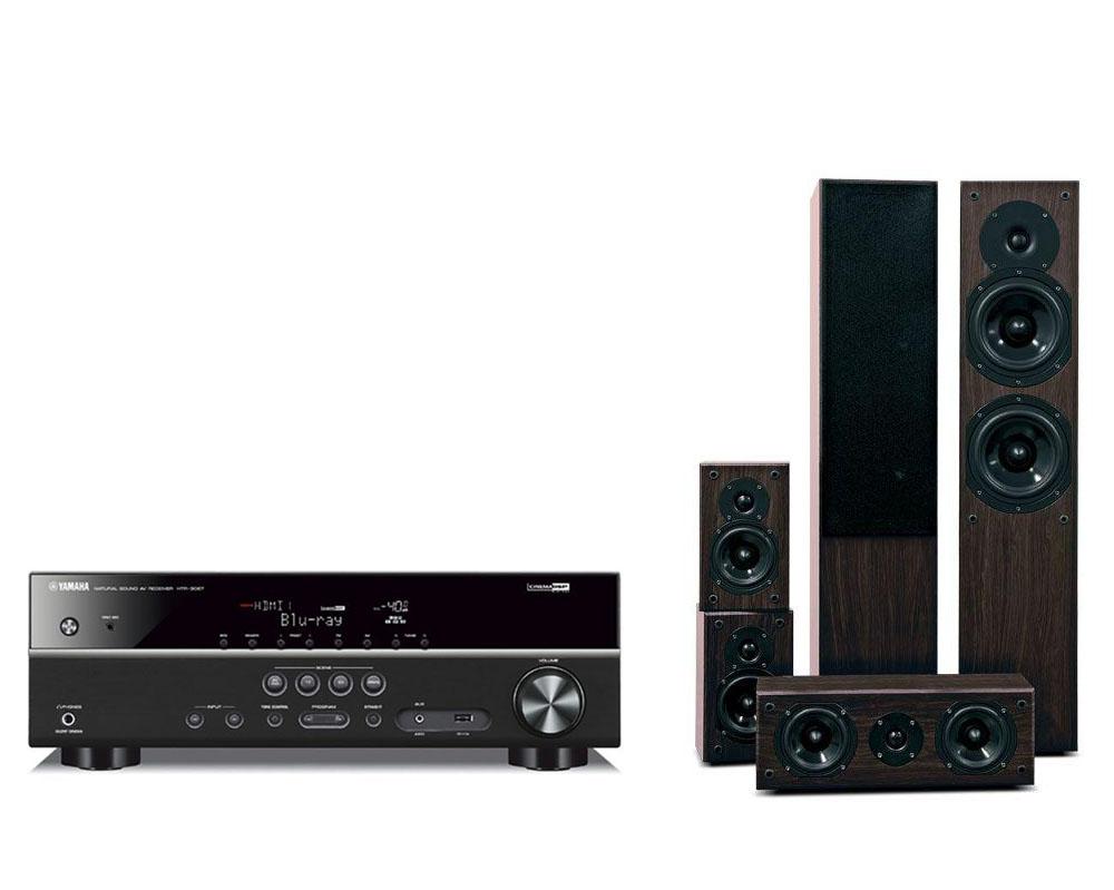 Zestaw kina Yamaha HTR-3067 (czarny), Prism Audio Onyx 100 (orzech)