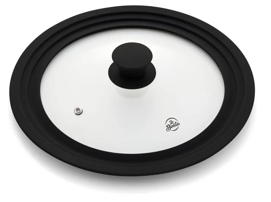 Pokrywa La Bonita LB1822PO02 3w1 Uniwersalna 18cm 20cm 22cm Szklana Silikonowy uchwyt i rant