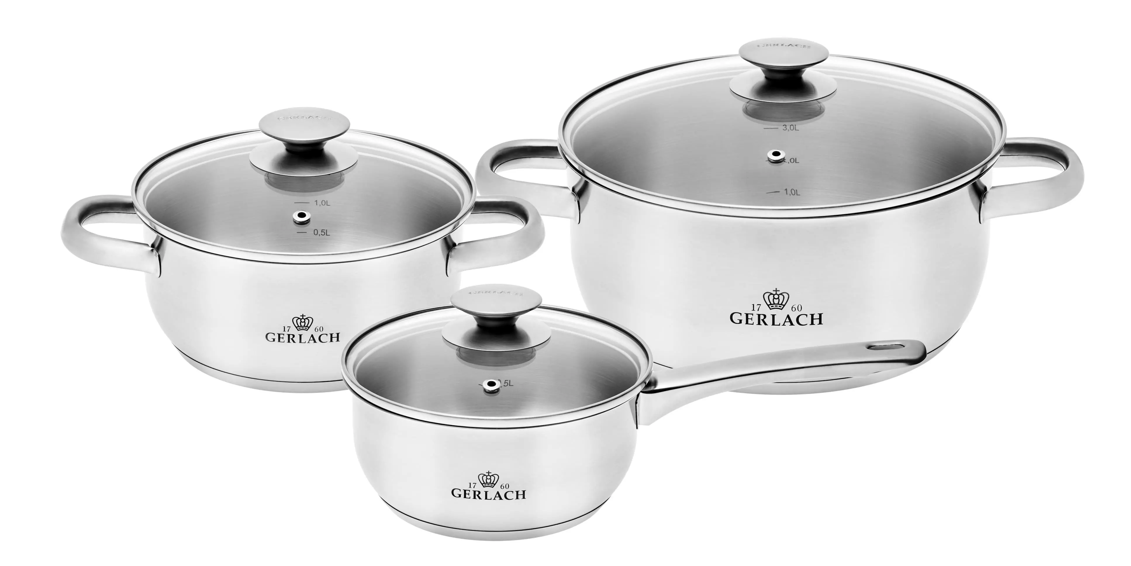Zestaw garnków Gerlach First Indukcja Stal nierdzewna 6 elementów