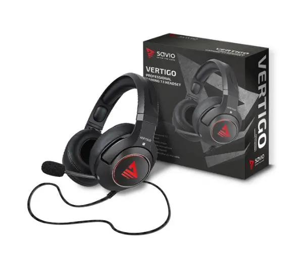 Savio Vertigo 7.1 Nauszne Czarno-czerwony