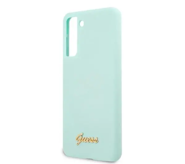 Guess Silicone Script Gold Logo do Samsung Galaxy S21+ Niebieski
