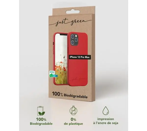 Just Green Biodegradable Case do iPhone 12 Pro Max Czerwony