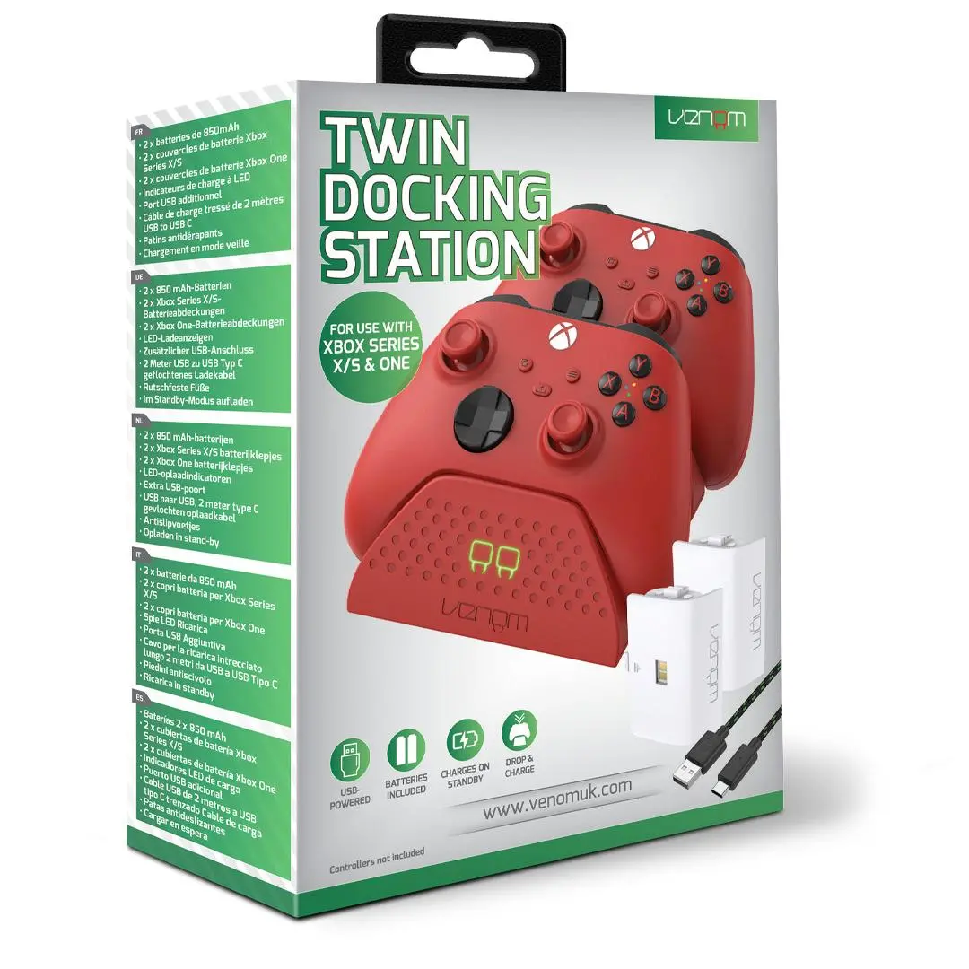 Ładowarka Venom Venom VS2879 do padów Xbox Series / Xbox One + 2 akumulatory Czerwony