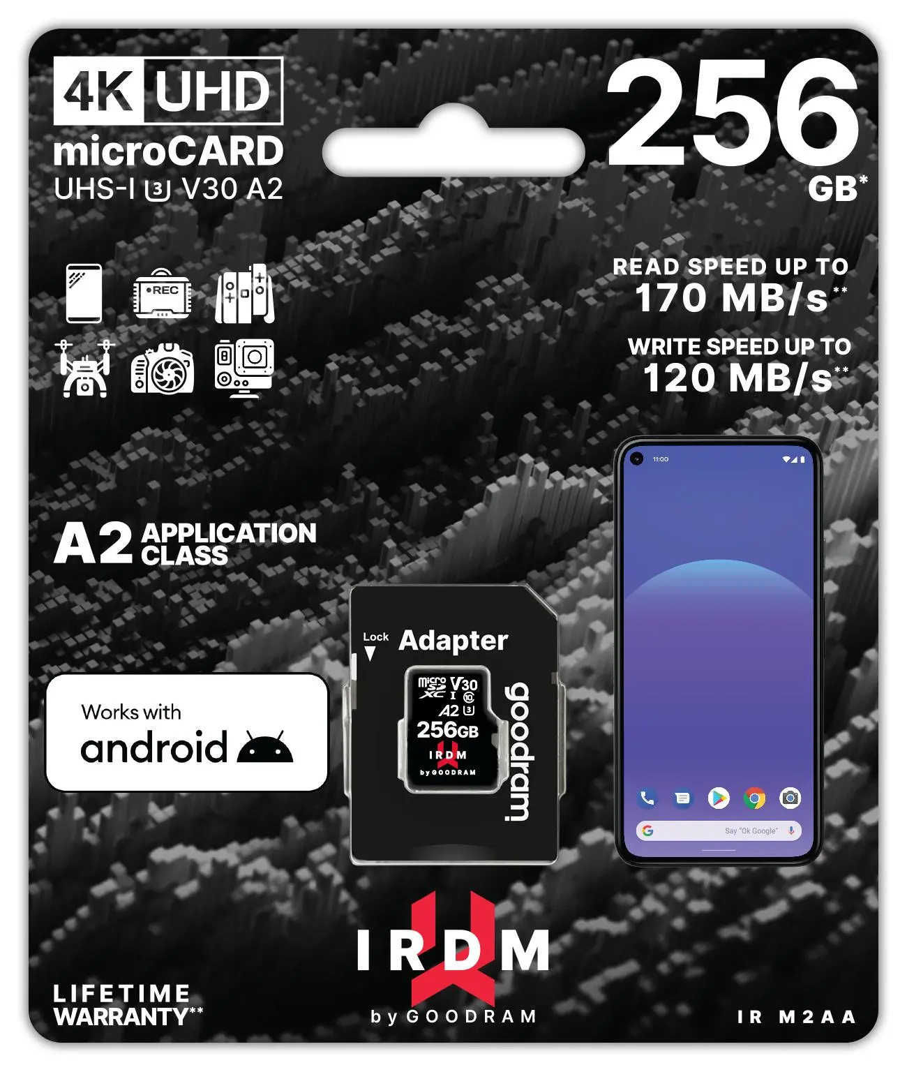 Karta pamięci GoodRam microSDXC IRDM 256GB V30 A2 170/120Mb/s