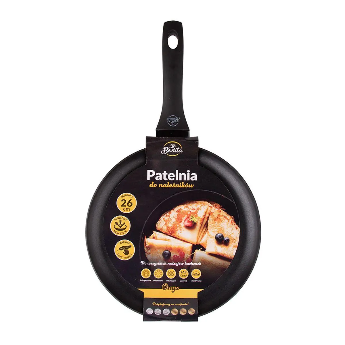 Patelnia La Bonita Onyx LB26P005 Naleśnikowa 26cm Powłoka nieprzywierająca Aluminiowa