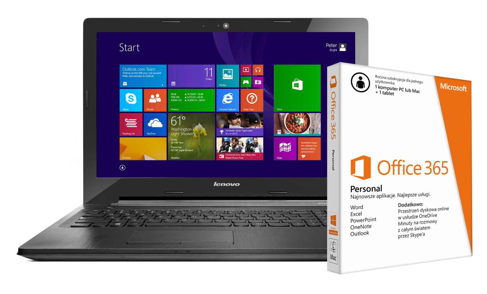 Lenovo Essential G50-30 15,6" Intel® Pentium™ N3540 4GB RAM 500GB Dysk Win8.1 + Office