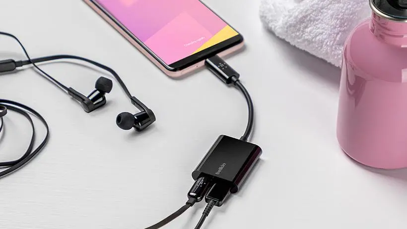 Adapter Belkin F7U081BTBLK USB-C ładowanie + audio