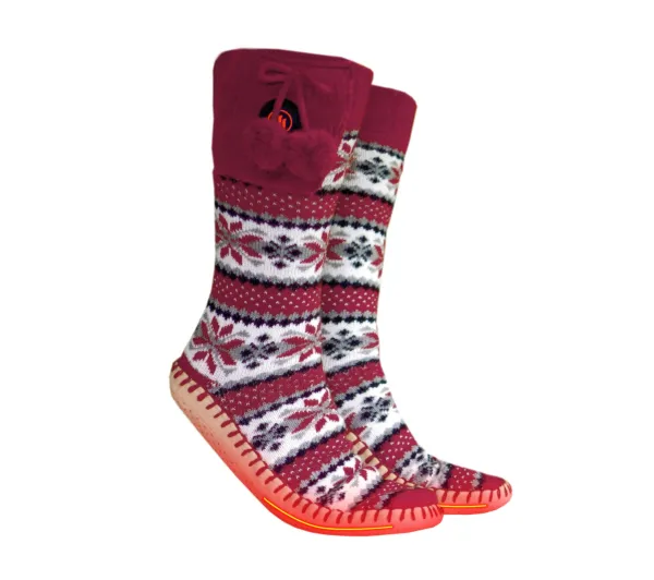 Podgrzewane kapcie GLOVII GQ5L (rozmiar 40-44) Biało-czerwono-szary