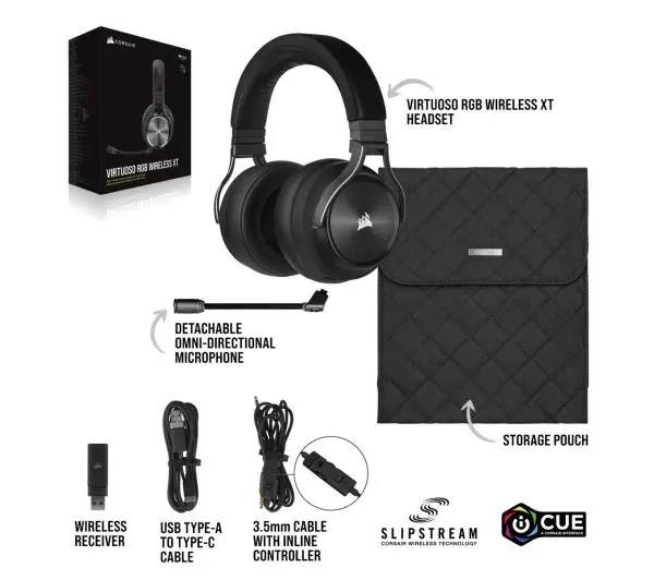 Corsair VIRTUOSO RGB WIRELESS XT High-Fidelity Gaming Headset CA-9011188-EU Nauszne Czarny - Kup na Raty - RRSO 0%