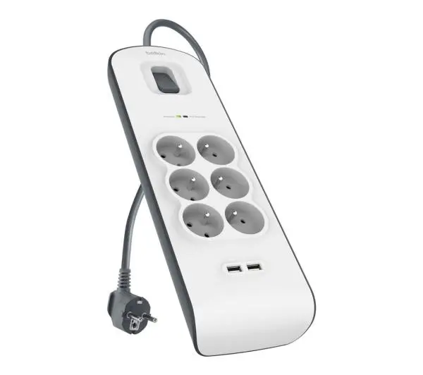 Belkin BSV604CA2M 6 gniazd 2m Szaro-biały