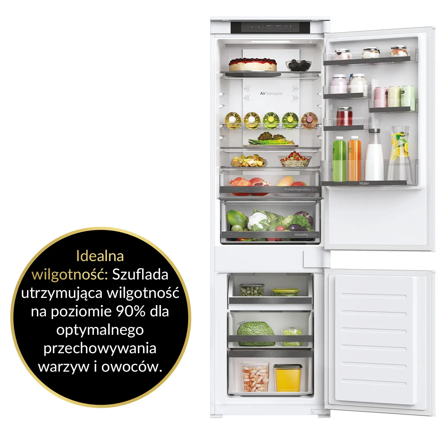 Lodówka Haier Seria 6 HBW5518E Pełny No Frost 177,2cm Szuflada z kontrolą wilgotności
