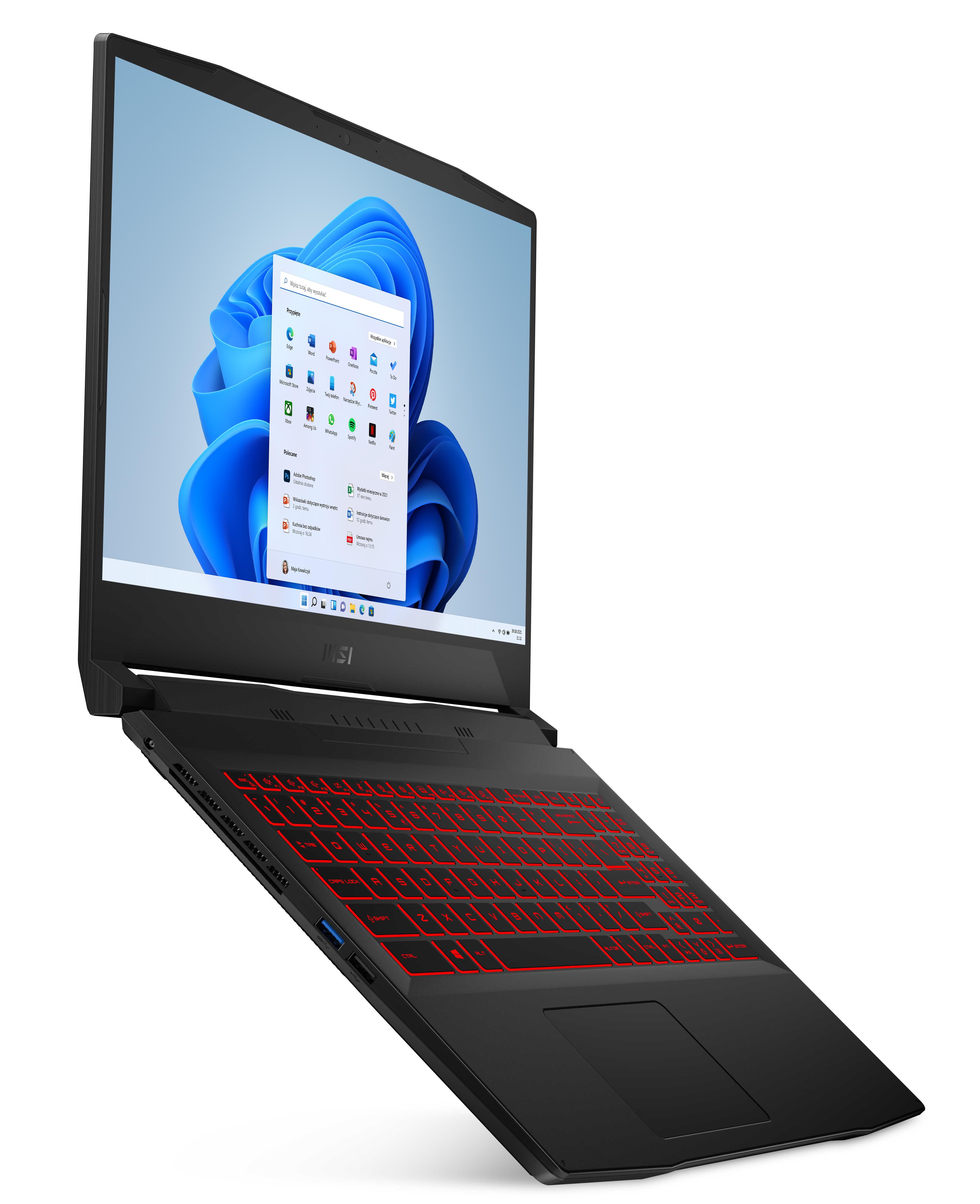 Laptop gamingowy MSI Katana GF66 11UD-1222PL 15,6"144Hz  i5-11400H 16GB RAM  512GB Dysk SSD  RTX3050Ti  Win11