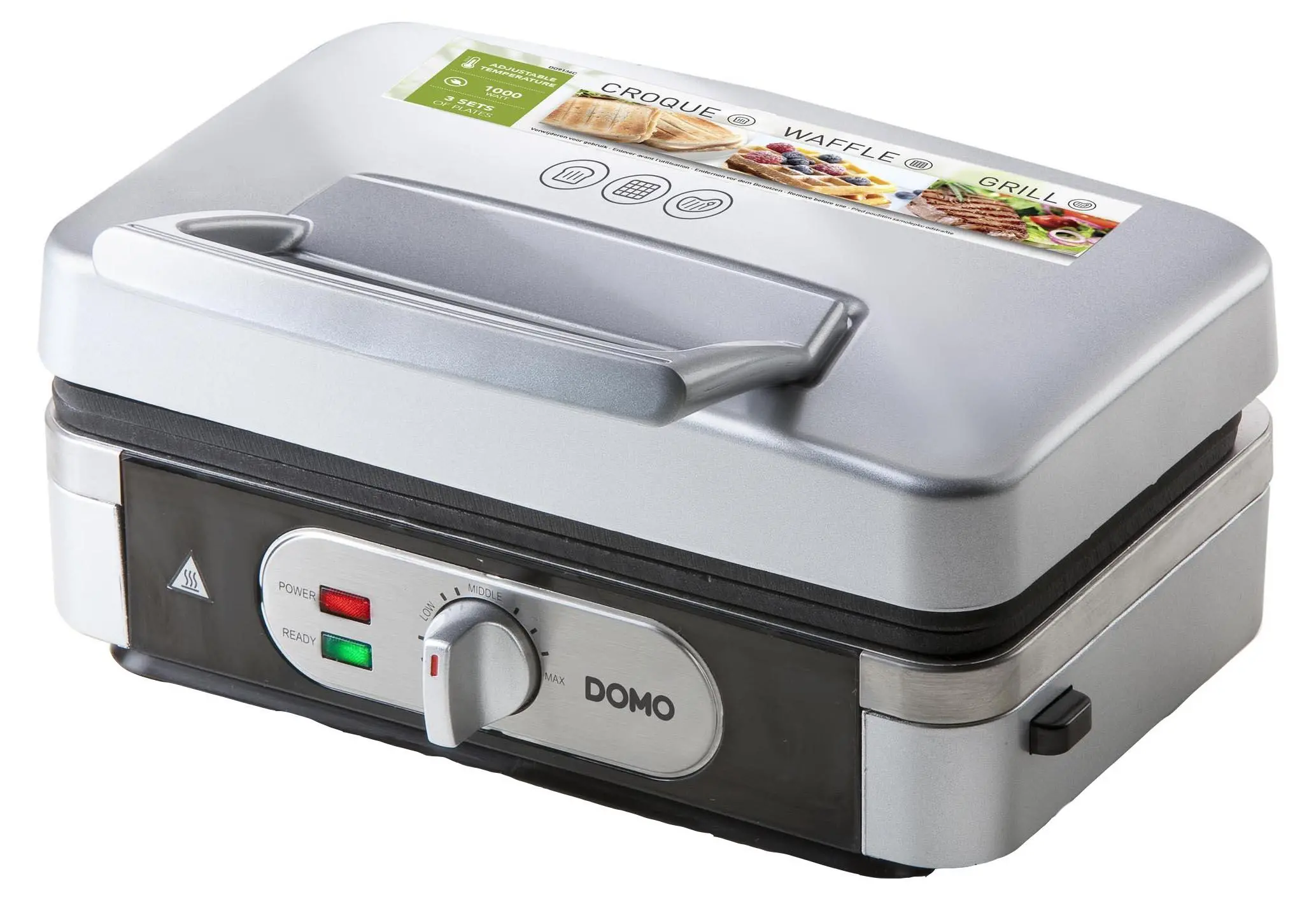 Opiekacz Domo DO9136C 3w1 Gofry Panini Muszle 1000W