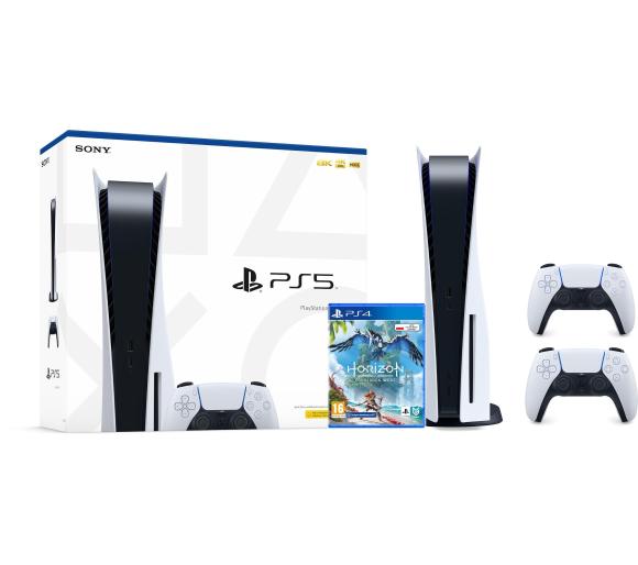konsola PS5 Sony PlayStation 5 (PS5) + Horizon Forbidden West + dodatkowy pad (biały)