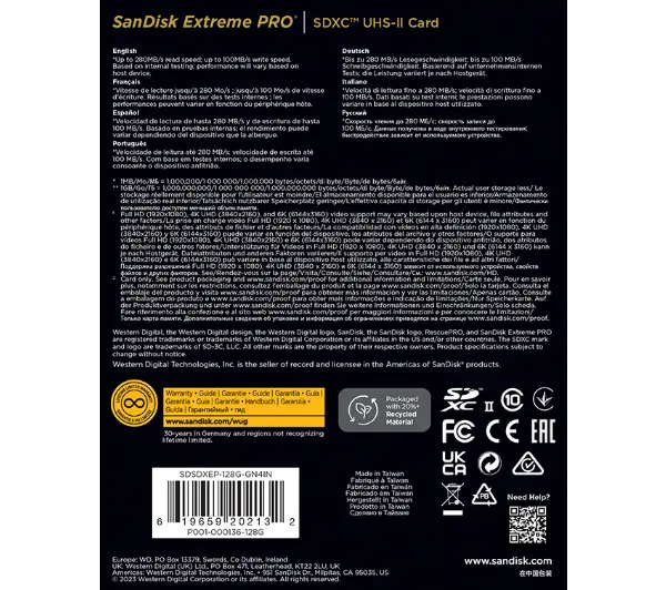 SANDISK SDXC 128GB Extreme Pro 200/90MB/s