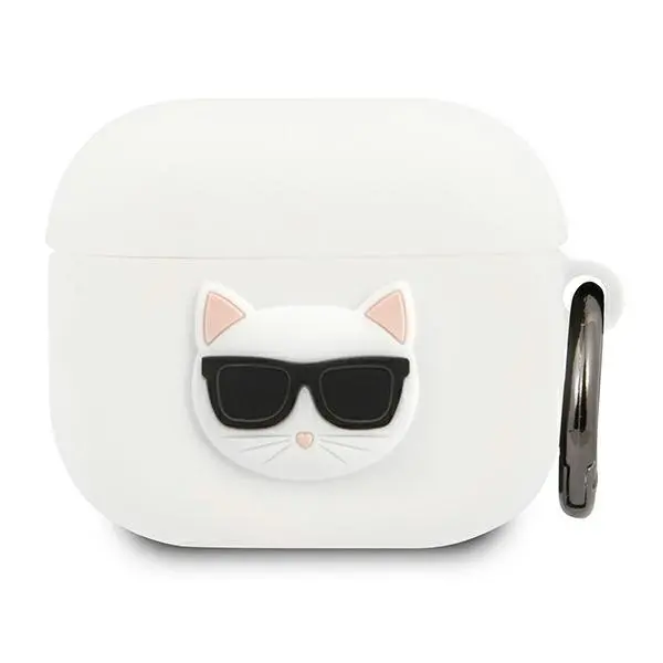 Etui na słuchawki Karl Lagerfeld KLACA3SILCHWH Silicone Choupette AirPods 3 Cover Biały