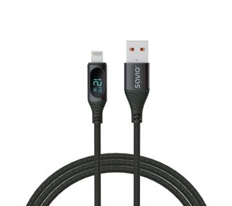 Kabel Savio CL-173 USB-A-LIGHTNING 1M + wyświetlacz cyfrowy Czarny