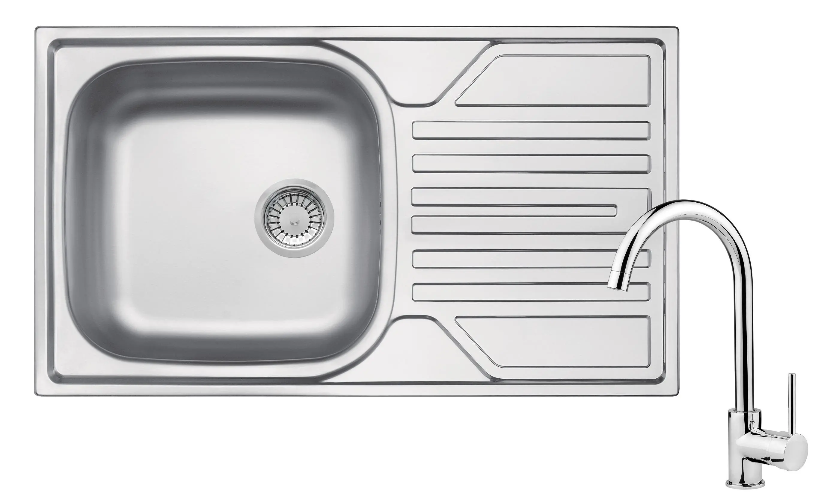 Zlewozmywak Deante Legato ZELA0113 Stalowy + bateria Luno Chrom