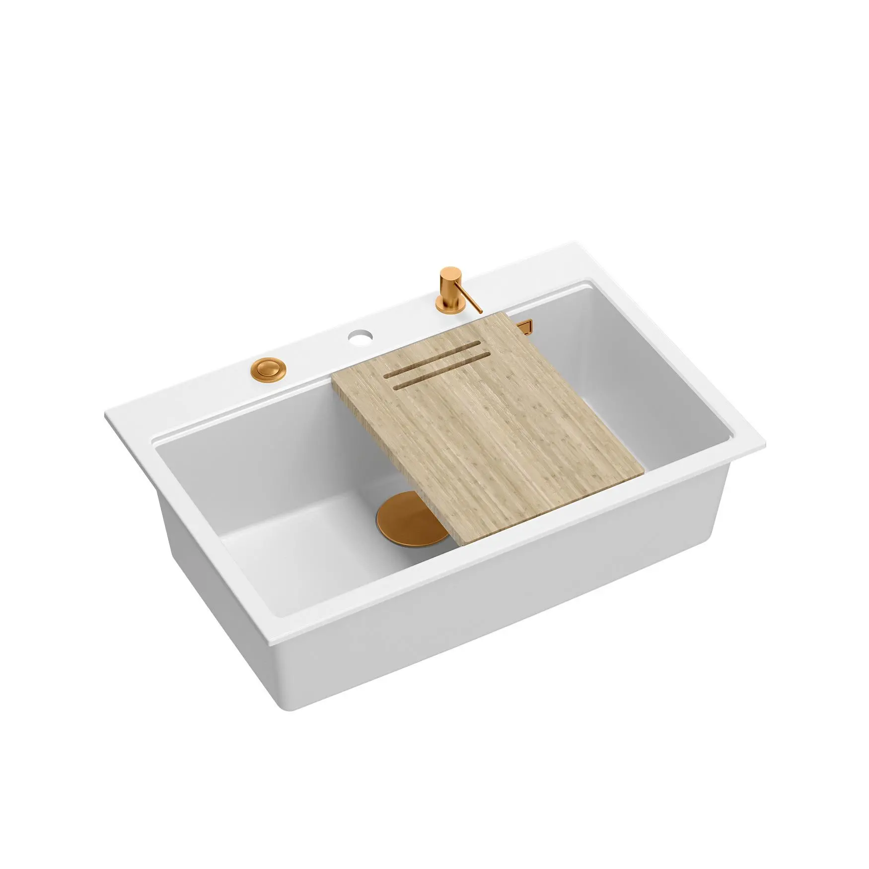 Zlewozmywak Quadron HQM7650U1_PVDC1 Marc Workstatio Granitowy Biały/Miedziany