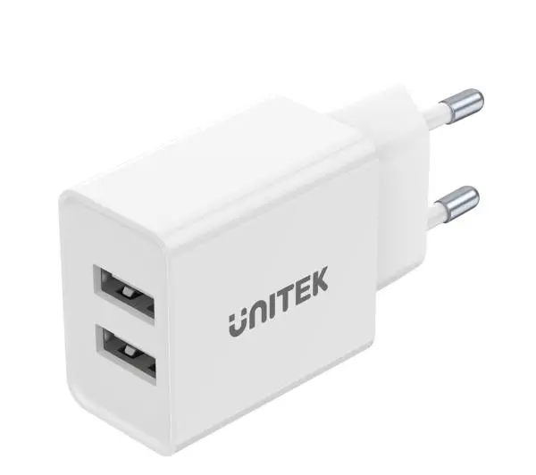 Unitek 2x USB-A 12 W Biały