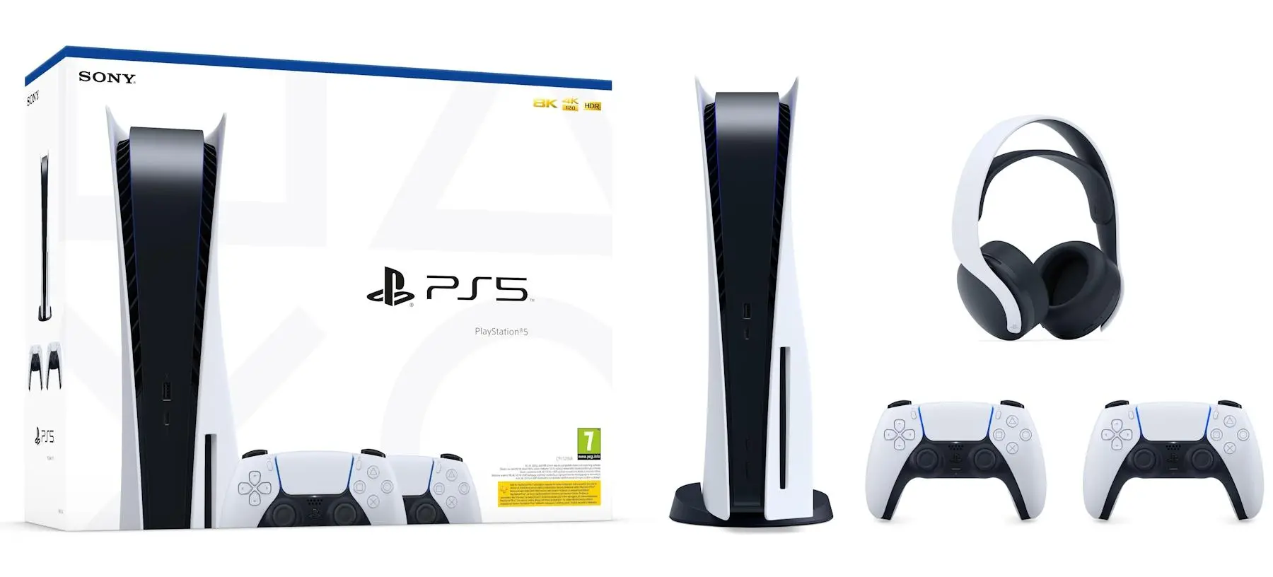 Konsola Sony PlayStation 5 (PS5) z napędem + Dodatkowy Pad Biały + Słuchawki PULSE 3D Biały