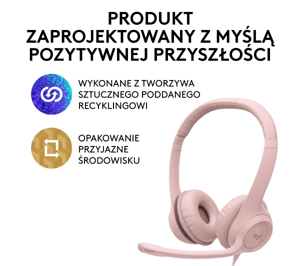 Logitech H390 Nauszne Różowy