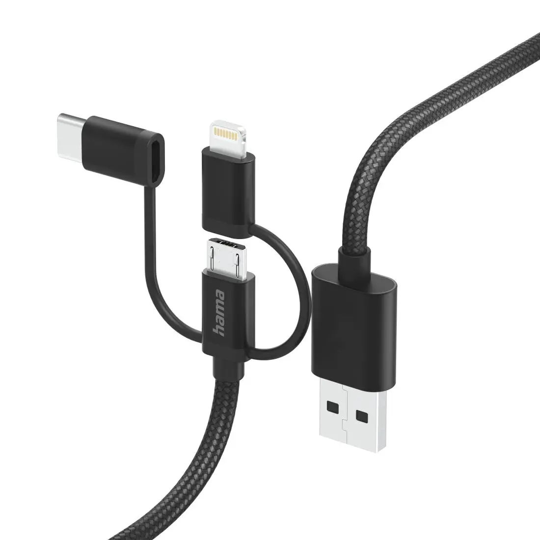 Kabel Hama 3w1 USB-C LIGHT 1,5m Czarny