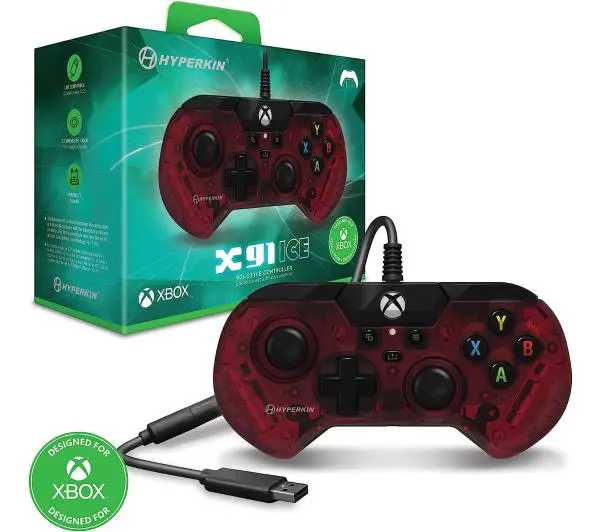 Hyperkin X91 Wired Controller Ruby Red do Xbox, PC Przewodowy