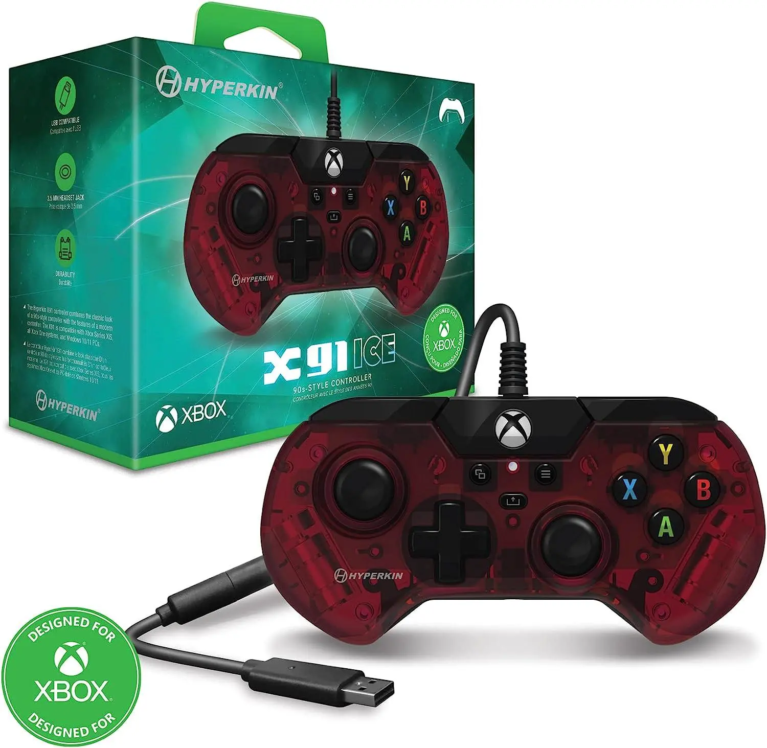 Hyperkin X91 Wired Controller Ruby Red do Xbox, PC Przewodowy - Dobra ...