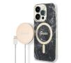 Zestaw Guess GUBPP14XHMEACSK ładowarka indukcyjna + etui Marble MagSafe do iPhone 14 Pro Max