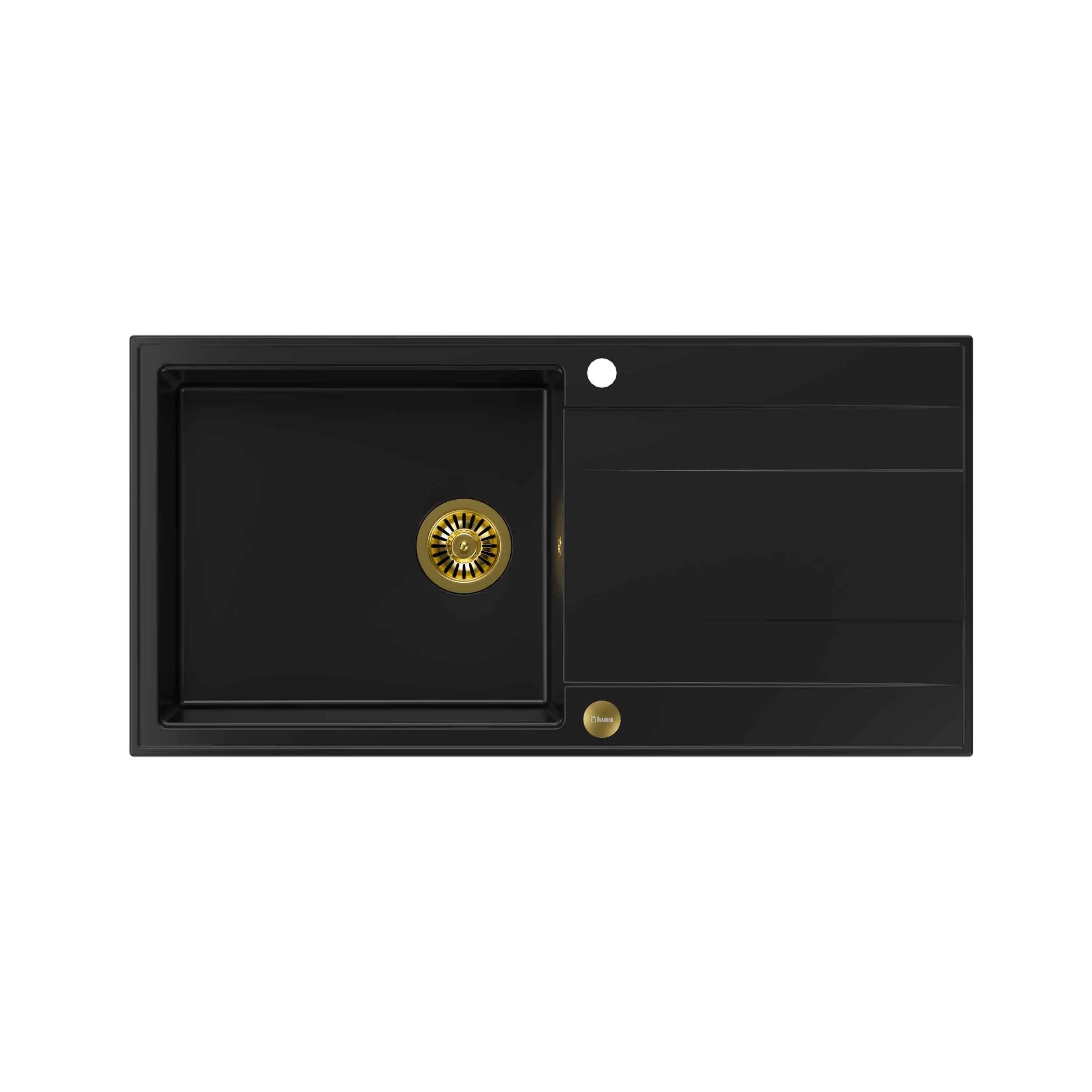 Zlewozmywak Quadron HCQE10050U7_PVDG1 P2O Evan 146 XL Granitowy Czarny mat/Złoty
