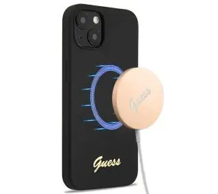 Guess Silicone Script Gold Logo Magsafe GUHMP13MLSLMGBK do iPhone 13