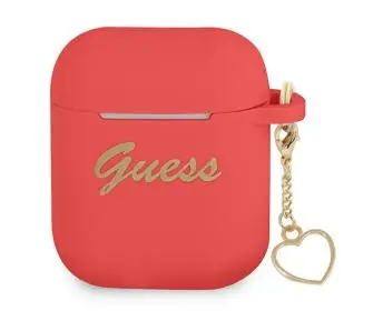 Etui na słuchawki Guess Silicone Charm Heart Collection do AirPods Czerwony