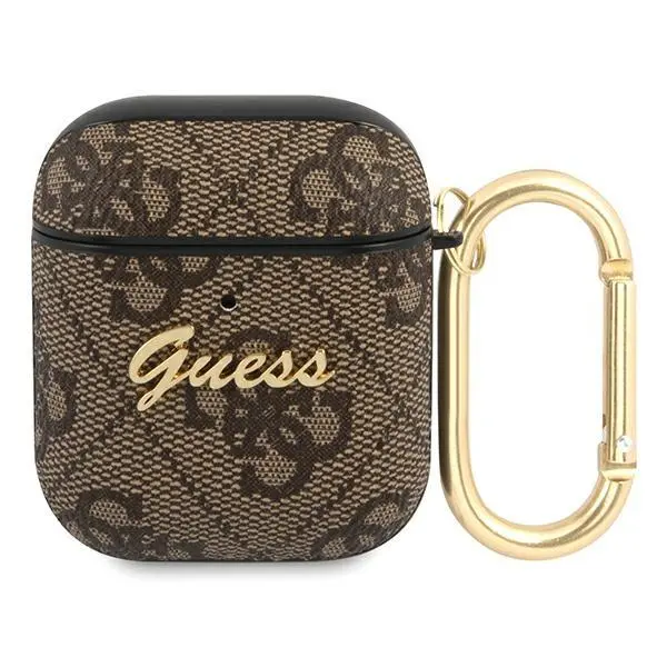 Etui na słuchawki Guess 4G Script Metal Collection GUA24GSMW do AirPods Brązowy