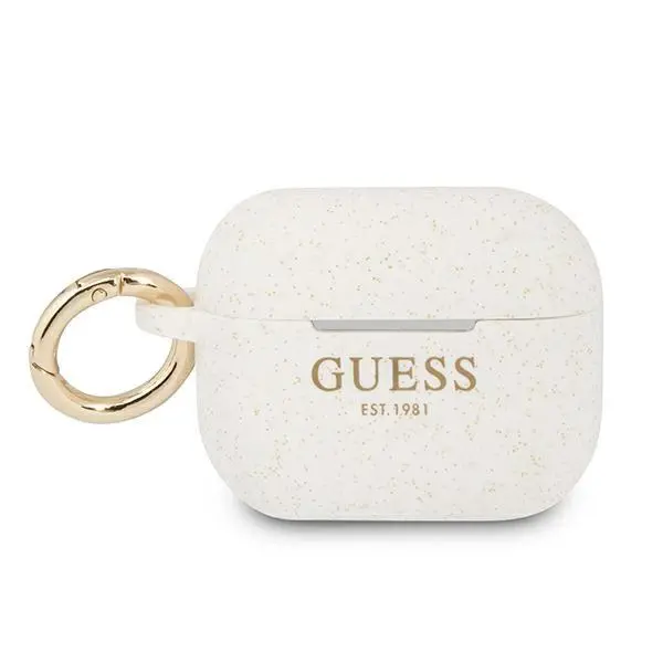 Etui na słuchawki Guess Silicone Glitter do AirPods Pro Biały