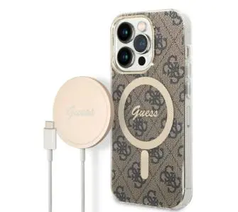 Zestaw Guess GUBPP14XH4EACSW ładowarka indukcyjna + etui 4G Print MagSafe do iPhone 14 Pro Max
