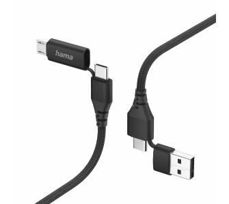 Kabel Hama 4w1 microUSB do USB-C do USB 1,5m Czarny