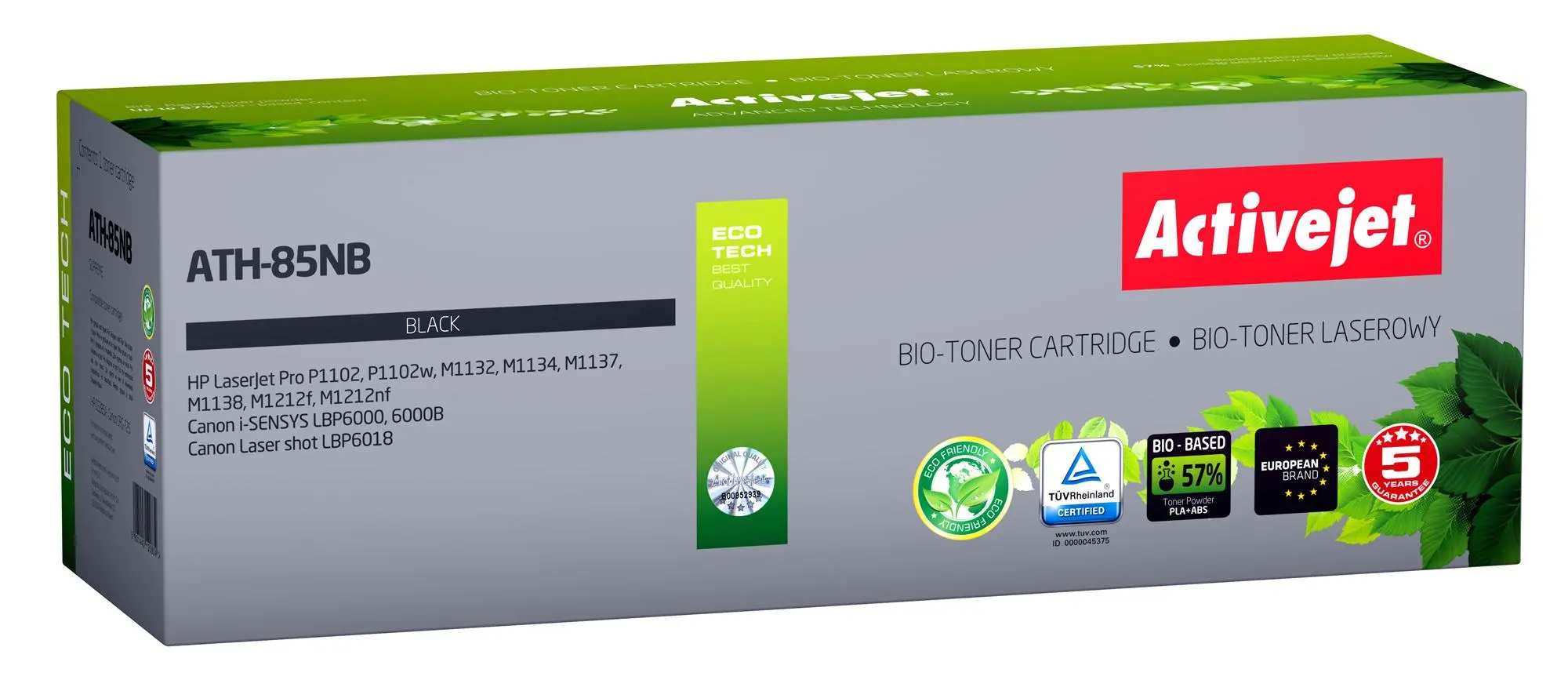 Toner ActiveJet ATH-85NB BIO (zamiennik CE285A nr 85A, CRG-725) Czarny