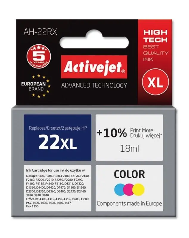 Tusz ActiveJet AH-22RX (zamiennik C9352AE nr 22XL) Kolor 18 ml