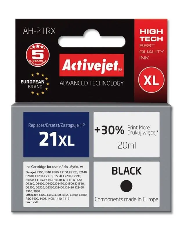 Tusz ActiveJet AH-21RX (zamiennik C9351A nr 21XL) Czarny 20 ml