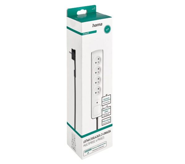 Hama P2223762 Premium 4 gniazda 3m Biały