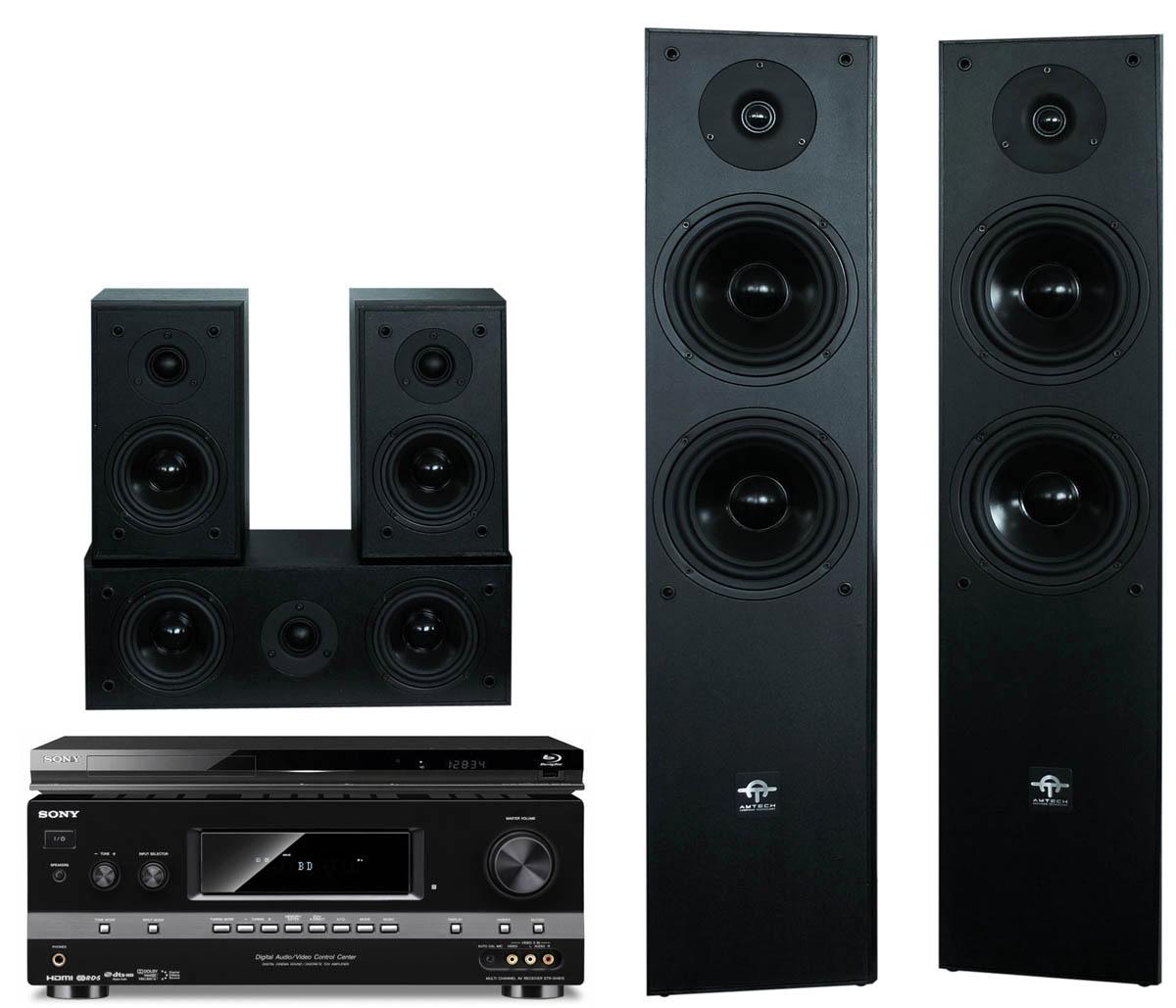 Zestaw kina Sony BDP-S480, STR-DH810, Amtech SS-AT5000 (czarny)