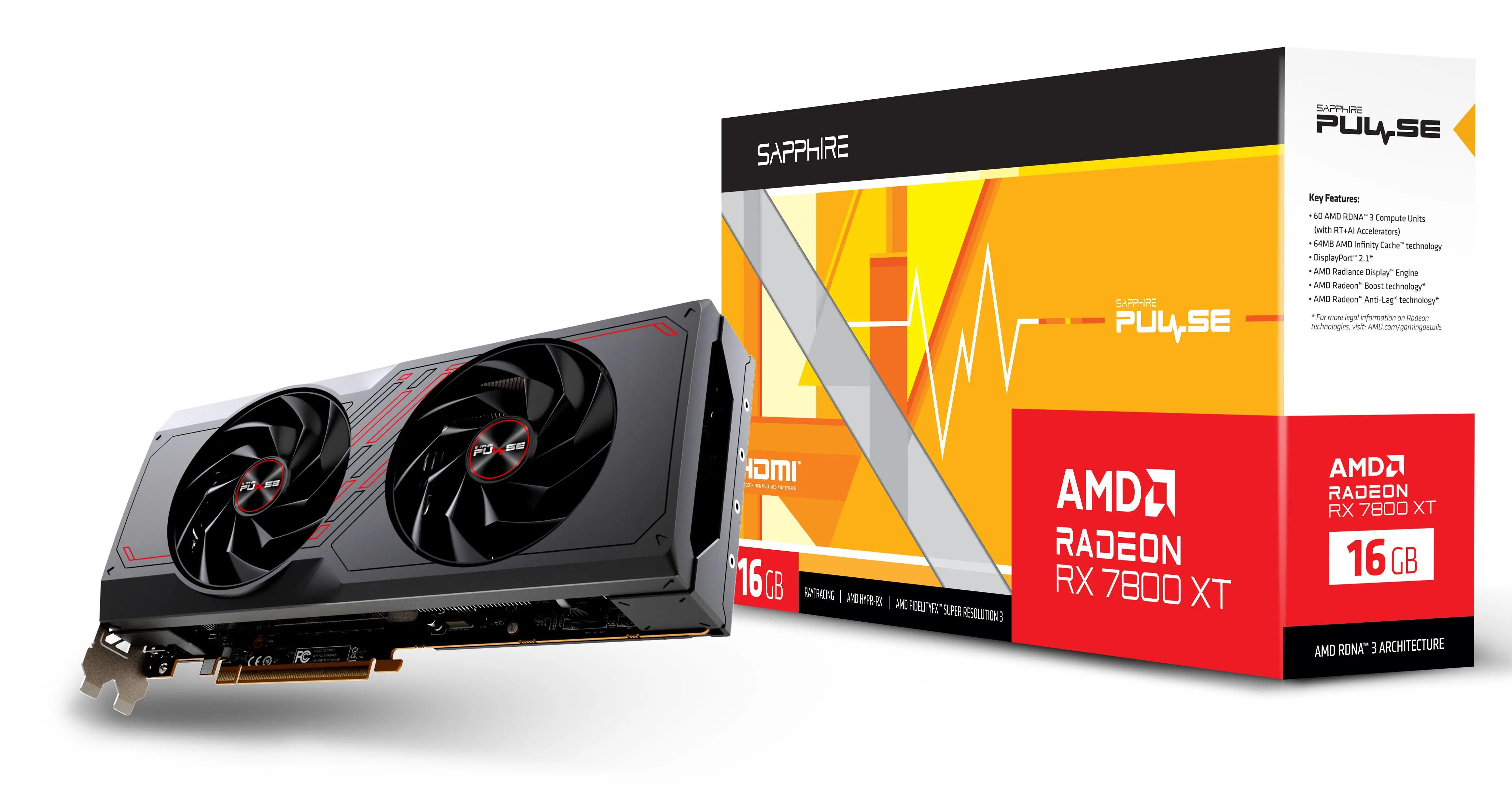 Karta graficzna Sapphire technology PULSE Radeon RX 7800 XT 16GB GDDR6 256bit FSR