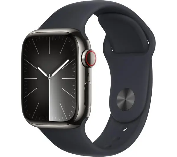 Apple Watch Series 9 GPS + Cellular koperta 41mm stali nierdzewna Mocny grafit pasek sportowy Mocny grafit S/M