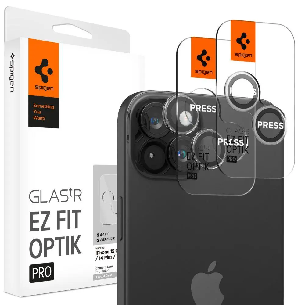 Szkło hartowane Spigen na aparat Glas.tR EZ Fit Optik Pro do iPhone 15 Pro/15 Pro Max/14 Pro/14 Pro Max - 2 pack