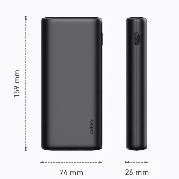 фото Зовнішній акумулятор (павербанк) Aukey 20000mAh 65W Black (PB-Y37)