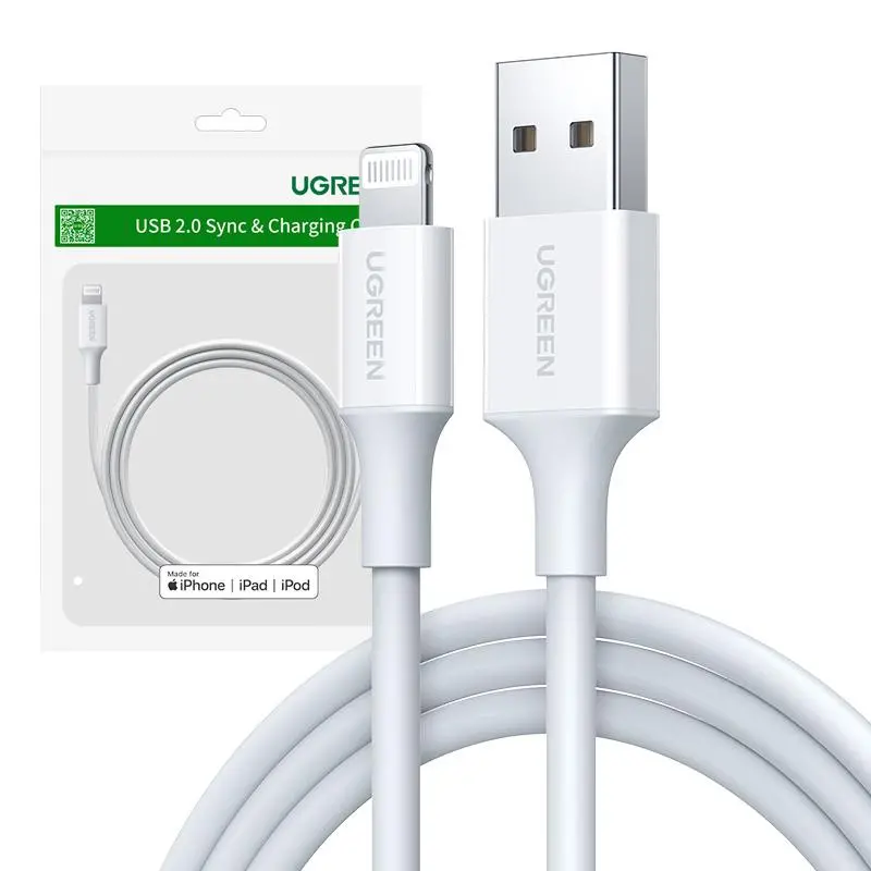 Kabel UGREEN Lightning do USB 2,4A US155 0,25m Biały