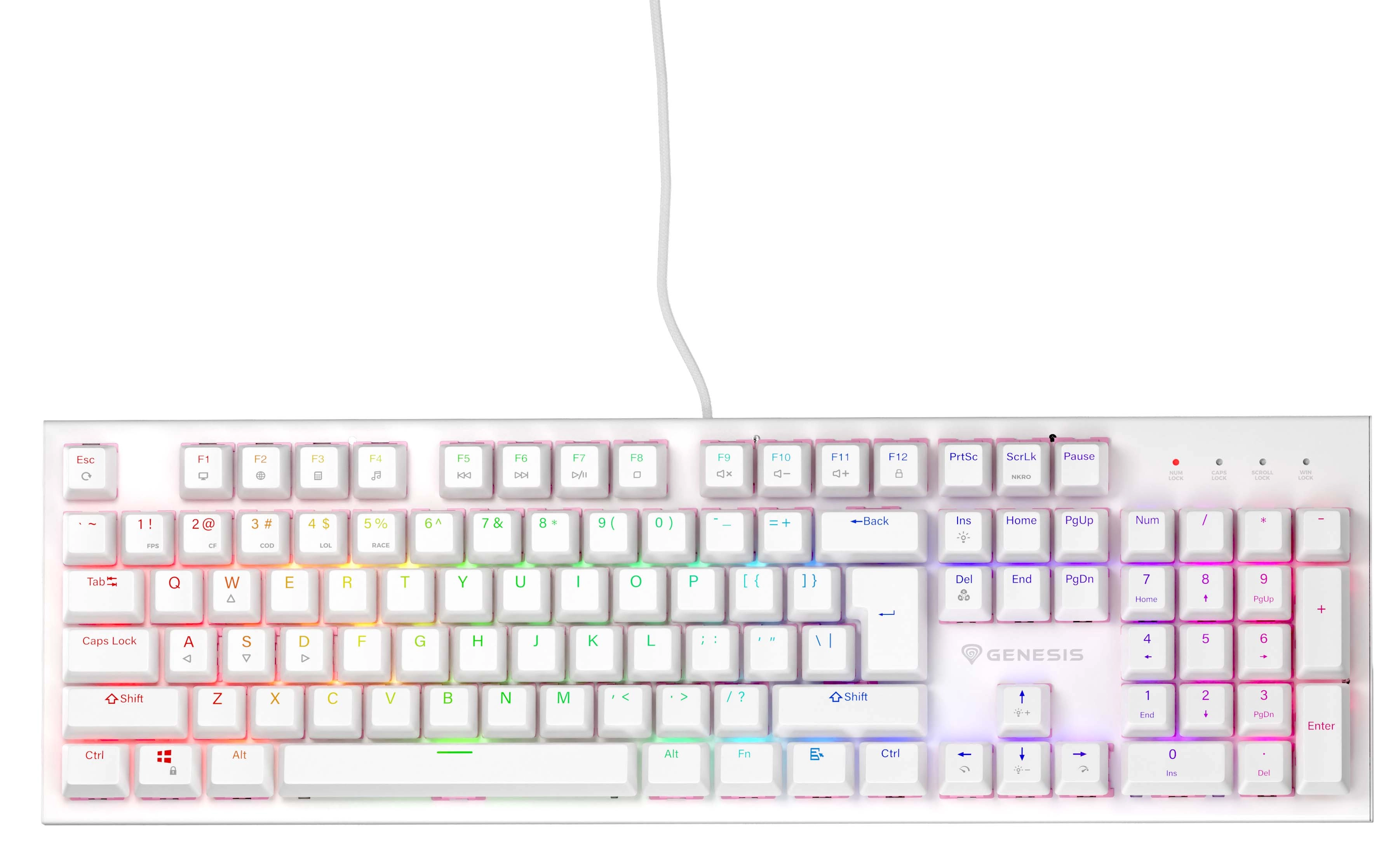 Klawiatura mechaniczna Genesis Thor 303 RGB Outemu Peach Silent Biały