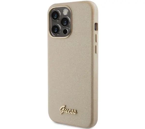 Guess Glitter Glossy Script GUHCP15XPGMCSD do iPhone 15 Pro Max Beżowy